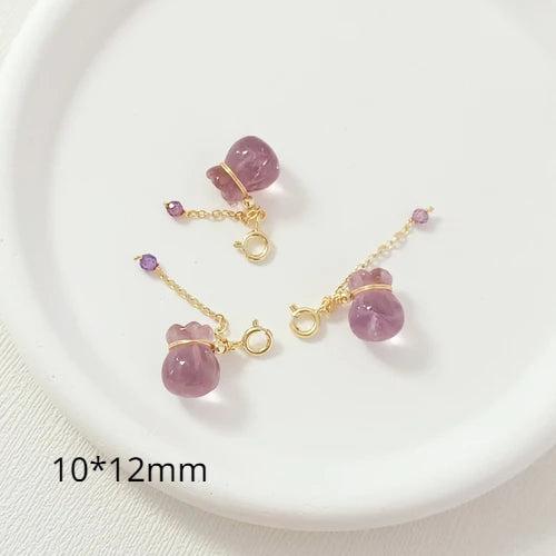 14K Copper Clad Glass Bead Gourd Money Bag Pendant Chain DIY Jewelry