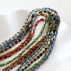 50PCS Oval Crystal Glass Beads Vintage Style DIY Jewelry Making Supplies