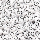 Rainbow Acrylic Beads 4x7mm 100pcs Flat Round Smiling Pattern Jewelry Making DIY