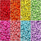Rainbow Acrylic Beads 4x7mm 100pcs Flat Round Smiling Pattern Jewelry Making DIY