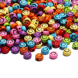 Rainbow Acrylic Beads 4x7mm 100pcs Flat Round Smiling Pattern Jewelry Making DIY