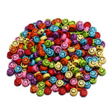 Rainbow Acrylic Beads 4x7mm 100pcs Flat Round Smiling Pattern Jewelry Making DIY