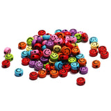 Rainbow Acrylic Beads 4x7mm 100pcs Flat Round Smiling Pattern Jewelry Making DIY