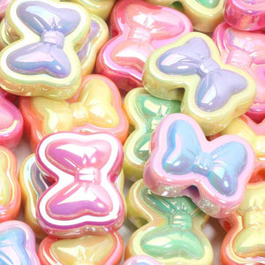 10pcs Mixed Bowknot Acrylic Spacer Beads For DIY Jewelry Making