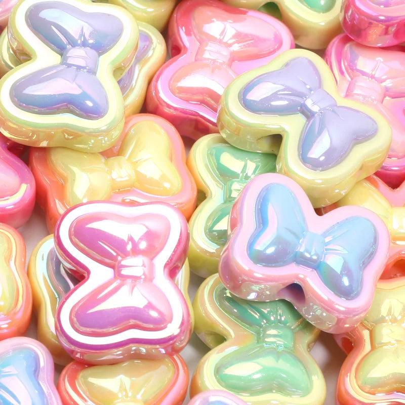 10pcs Mixed Bowknot Acrylic Spacer Beads For DIY Jewelry Making