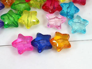 50 Acrylic Star Charm Beads 20X20mm Kids Crafts