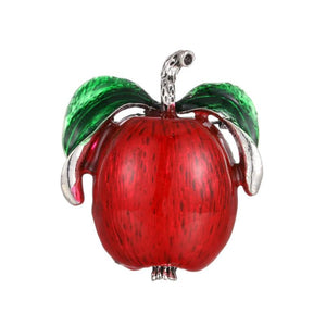 Enamel Cherry Plant Fruit Brooch Vintage Crystal Pearl Lady Jewelry