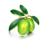 Enamel Cherry Plant Fruit Brooch Vintage Crystal Pearl Lady Jewelry