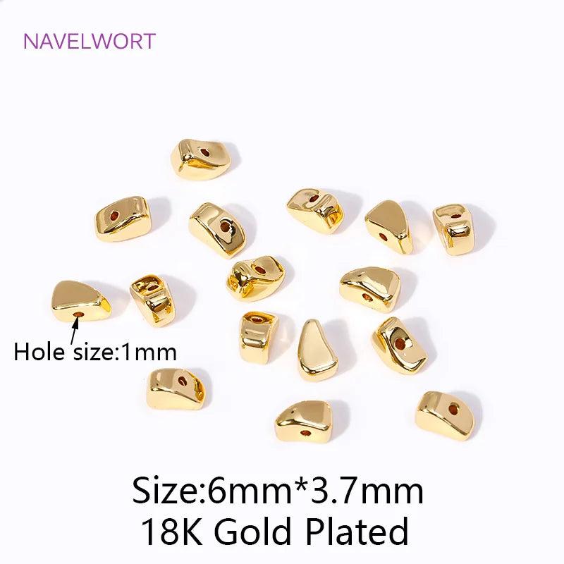 18K Plated Irregular Spacer Beads Brass Loose Beads DIY Jewelry Making
