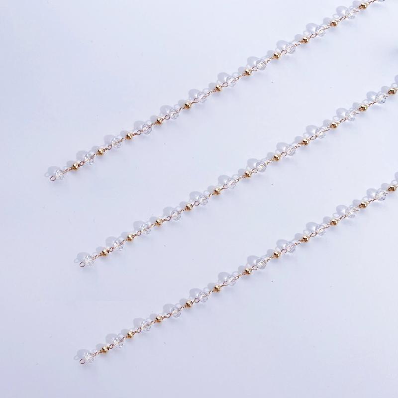 1m 4mm Colorful Glass Beaded Chains Copper Necklace Jewelry Craft Making