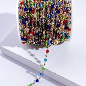 1m 4mm Colorful Glass Beaded Chains Copper Necklace Jewelry Craft Making