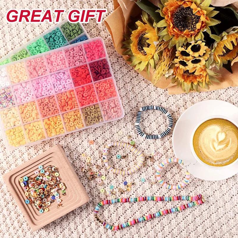 4800pcs Clay Beads for Bracelet Making Kit, 48 Colors, Girls 8-12, Gift