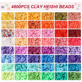 4800pcs Clay Beads for Bracelet Making Kit, 48 Colors, Girls 8-12, Gift