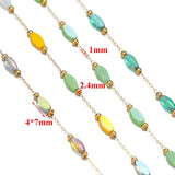 1m Stainless Steel Rhomboid Glass Crystal Beads Chain for DIY Necklace Making