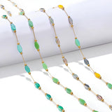 1m Stainless Steel Rhomboid Glass Crystal Beads Chain for DIY Necklace Making