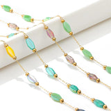 1m Stainless Steel Rhomboid Glass Crystal Beads Chain for DIY Necklace Making