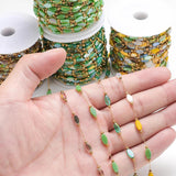 1m Stainless Steel Rhomboid Glass Crystal Beads Chain for DIY Necklace Making