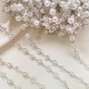 1M Glass ABS Beaded Chain for Jewelry Making