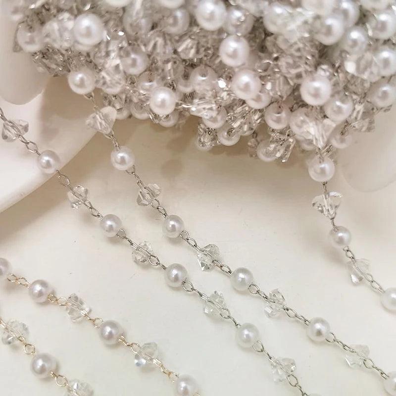 1M Glass ABS Beaded Chain for Jewelry Making