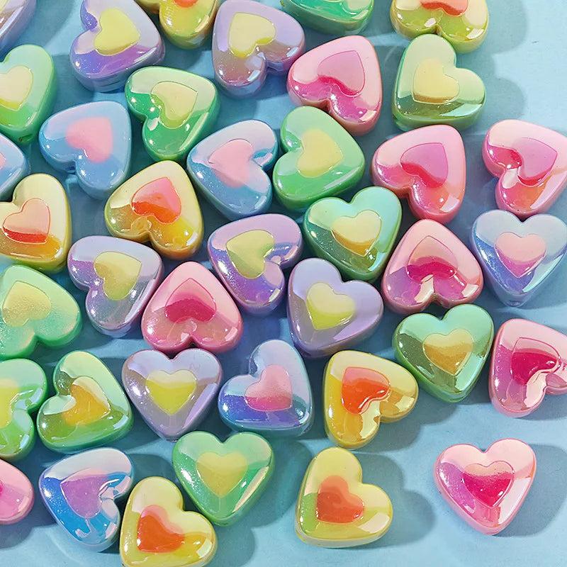 Heart Shape Acrylic Beads For Jewelry Making 15x17mm