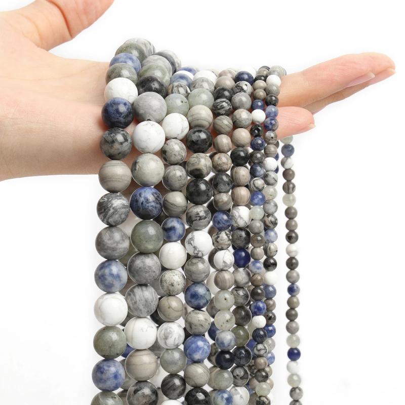 Natural Stone Beads Round Loose Bead DIY Bracelets Spacer Bead 4mm 6mm 8mm 10mm