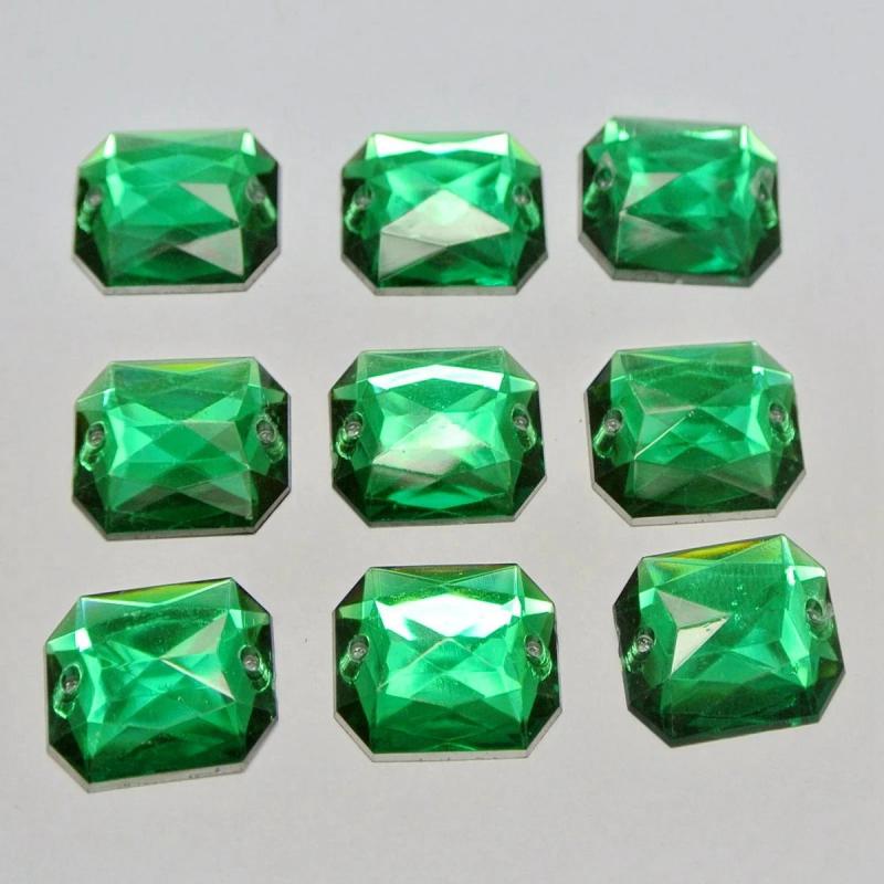 100 Flatback Acrylic Rectangle Sewing Rhinestone Gem Button 13X18mm