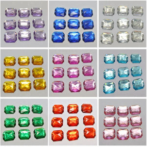 100 Flatback Acrylic Rectangle Sewing Rhinestone Gem Button 13X18mm