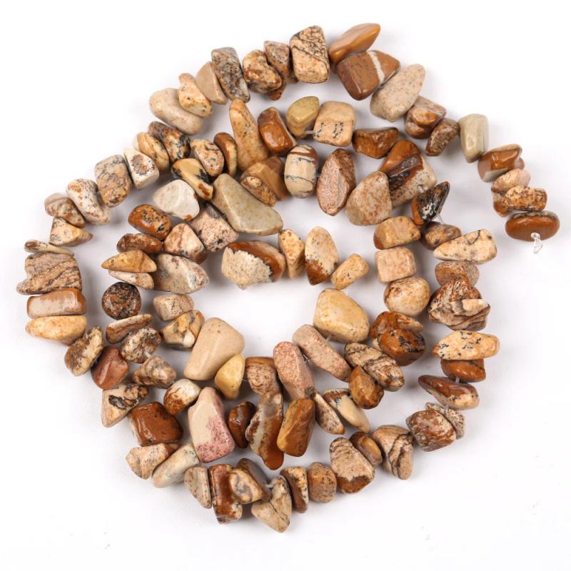 Irregular Picture Jaspers Stone Spacer Loose Round 15''