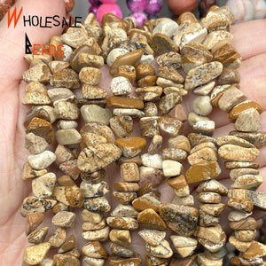 Irregular Picture Jaspers Stone Spacer Loose Round 15''