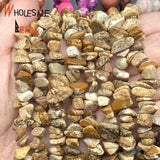 Irregular Picture Jaspers Stone Spacer Loose Round 15''