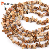 Irregular Picture Jaspers Stone Spacer Loose Round 15''