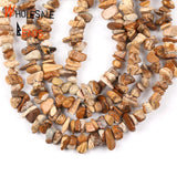 Irregular Picture Jaspers Stone Spacer Loose Round 15''