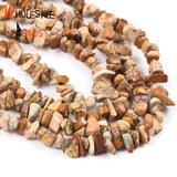 Irregular Picture Jaspers Stone Spacer Loose Round 15''