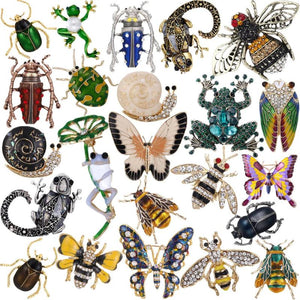 Enamel Butterfly Bee Insect Brooches Vintage Crystal Pearl Brooch