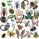 Enamel Butterfly Bee Insect Brooches Vintage Crystal Pearl Brooch