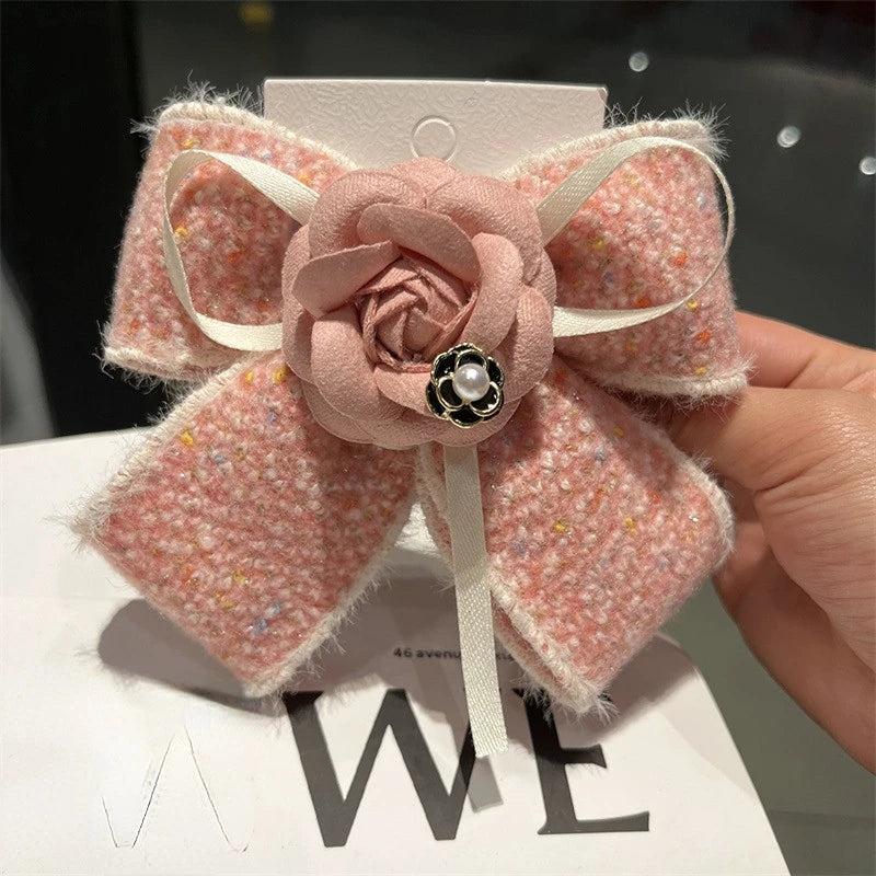 Fabric Camellia Flower Brooches for Women Cloth Art