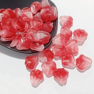 50pcs 15mm Glass Petal Leaf Charms DIY Jewelry Making Hair Pin Clips Decoration