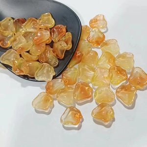 50pcs 15mm Glass Petal Leaf Charms DIY Jewelry Making Hair Pin Clips Decoration