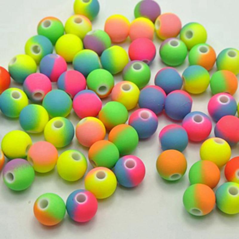 DIY Multi-Color Neon Acrylic Round Beads 8mm-16mm Rubber Tone