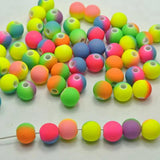 DIY Multi-Color Neon Acrylic Round Beads 8mm-16mm Rubber Tone
