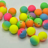 DIY Multi-Color Neon Acrylic Round Beads 8mm-16mm Rubber Tone