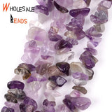 3 Irregular Amethysts Stone Spacer Loose Beads 15''
