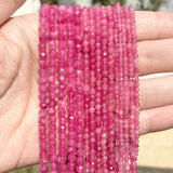 Faceted Rose Red Quartz Gemstone Round Loose Beads 2-4mm