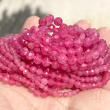 Faceted Rose Red Quartz Gemstone Round Loose Beads 2-4mm