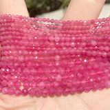 Faceted Rose Red Quartz Gemstone Round Loose Beads 2-4mm