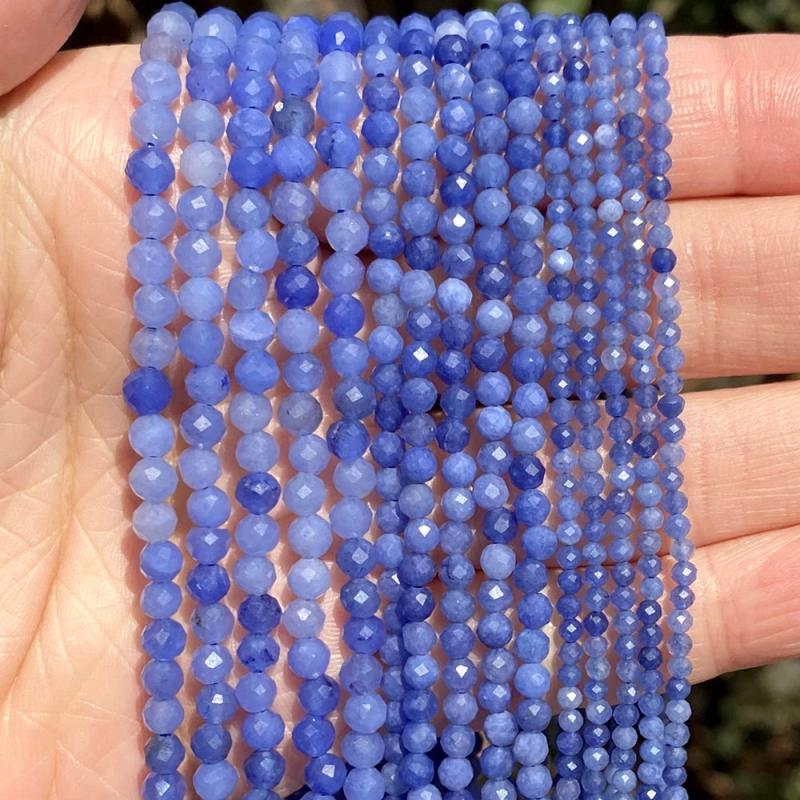 Faceted Aventurine Stone Round Beads for Jewelry Making 2-4mm