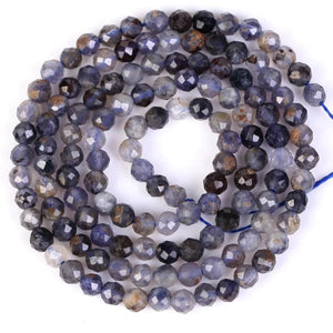 Faceted Cordierite Gemstone Round Beads for Jewelry Making 2 3 4mm