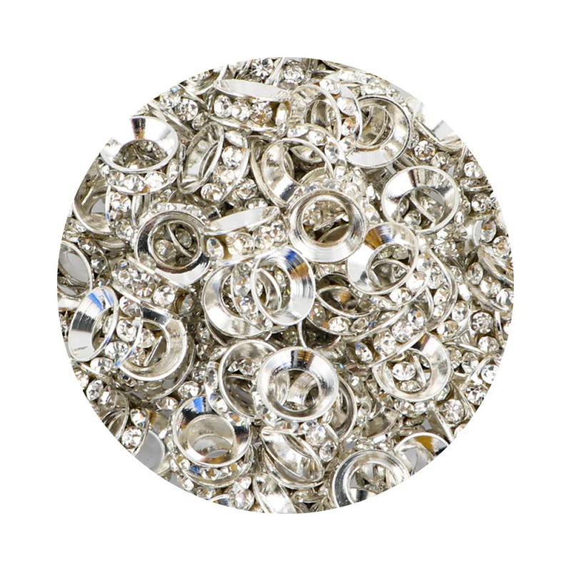 Sunrony Metal Rhinestone Spacer 10mm Beads Jewelry Making DIY Necklace Bracelet