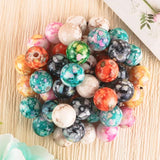 100Pcs Round Acrylic Beads Multicolor Loose Bead Jewelry DIY Accessory
