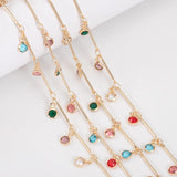 1m 5mm Crystal Beads Chains Round Rhinestone Glass Charms Copper Chain DIY